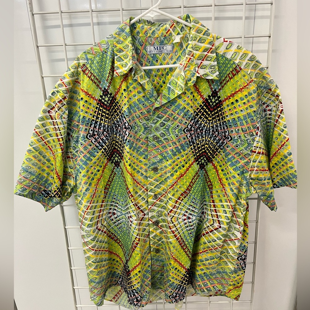 Vintage Kramer shirt! Colorful Geometric Kaleidoscope Psychedelic Men's